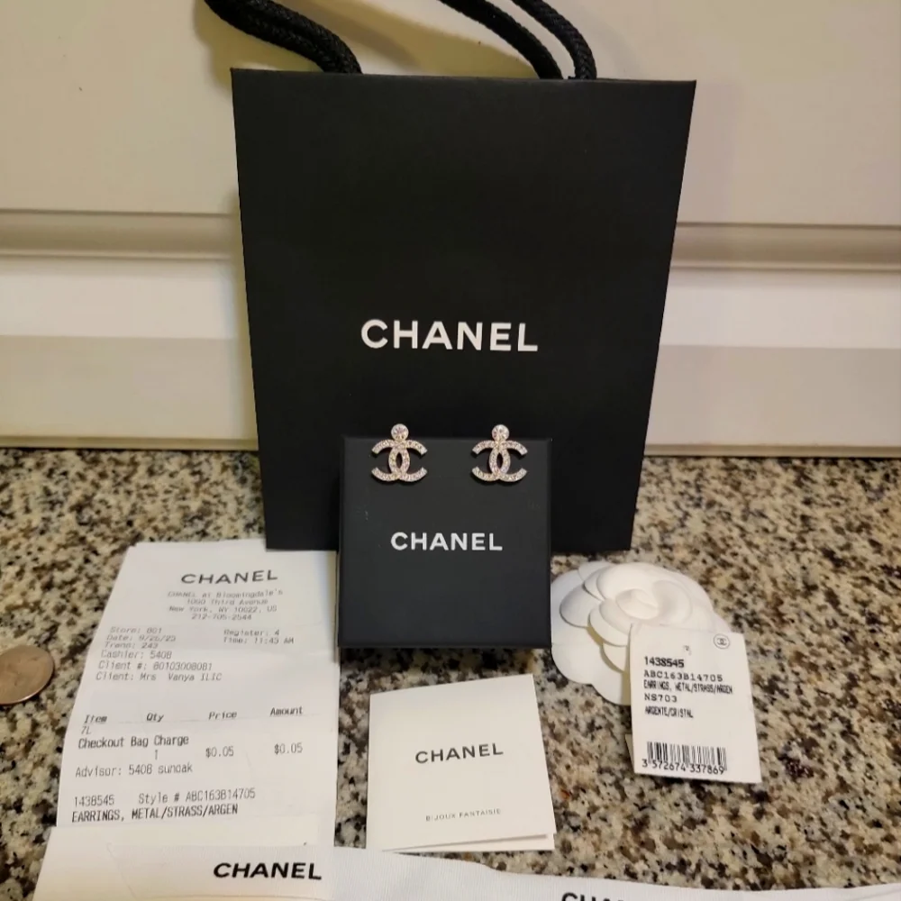 Chanel CC drop Strass/Christal Earrings